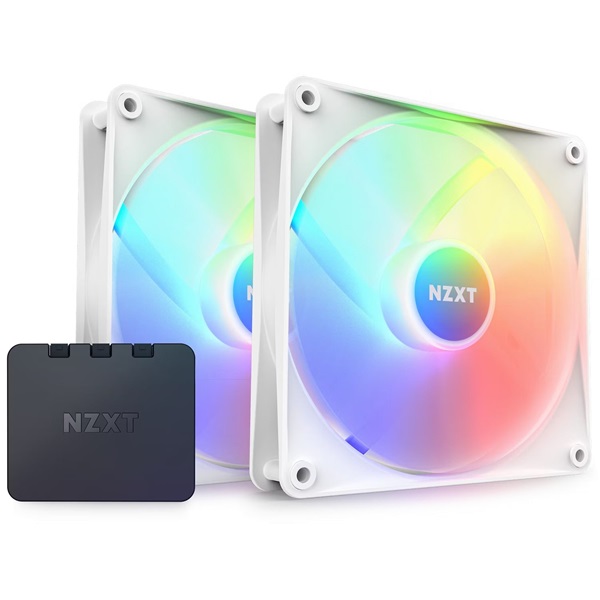 NZXT F140RGB Core 140mm Hub-mounted LED Twin fehér hűtőventilátor + RGB vezérlő