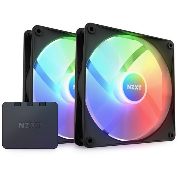 NZXT F140RGB Core 140mm Hub-mounted LED Twin fekete hűtőventilátor + RGB vezérlő