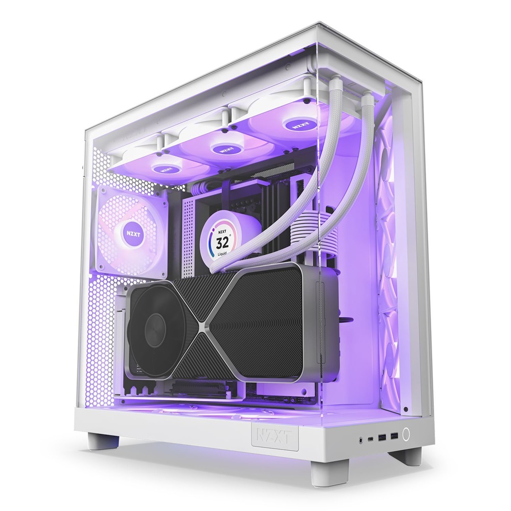 NZXT H6 Flow RGB (2023) fehér (táp nélküli) ablakos ATX ház (Újracsomagolt)