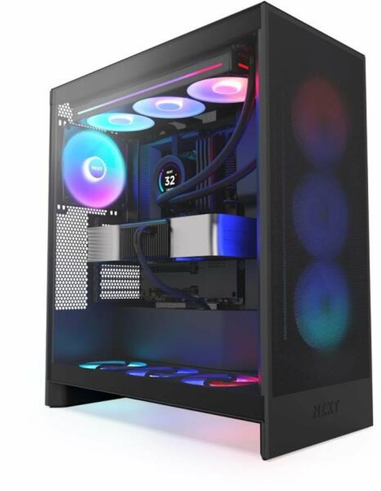 NZXT H7 Flow 2024 RGB  Fekete (Táp nélküli) ablakos ATX ház