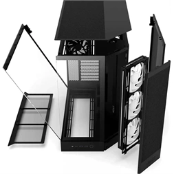 NZXT H9 Flow RGB 2025 fekete (táp nélküli) ablakos ATX ház