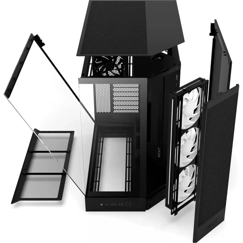 NZXT H9 Flow RGB 2025 fekete (táp nélküli) ablakos ATX ház