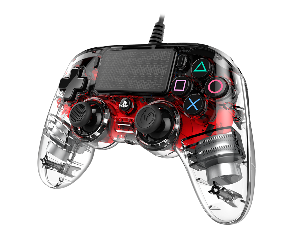 Nacon 2804955 Compact PS4 átlátszó-halványpiros vezetékes kontroller