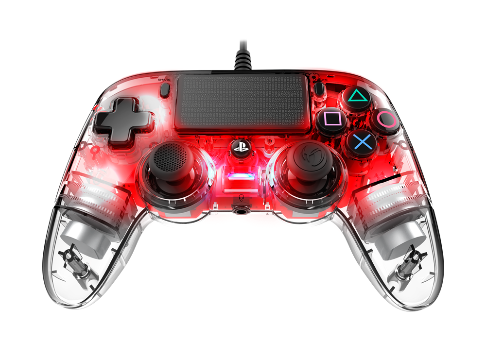 Nacon 2804955 Compact PS4 átlátszó-halványpiros vezetékes kontroller