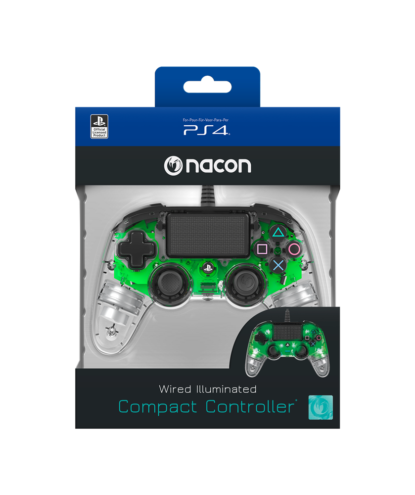 Nacon 2804956 Compact PS4 vezetékes átlátszó-halványzöld kontroller