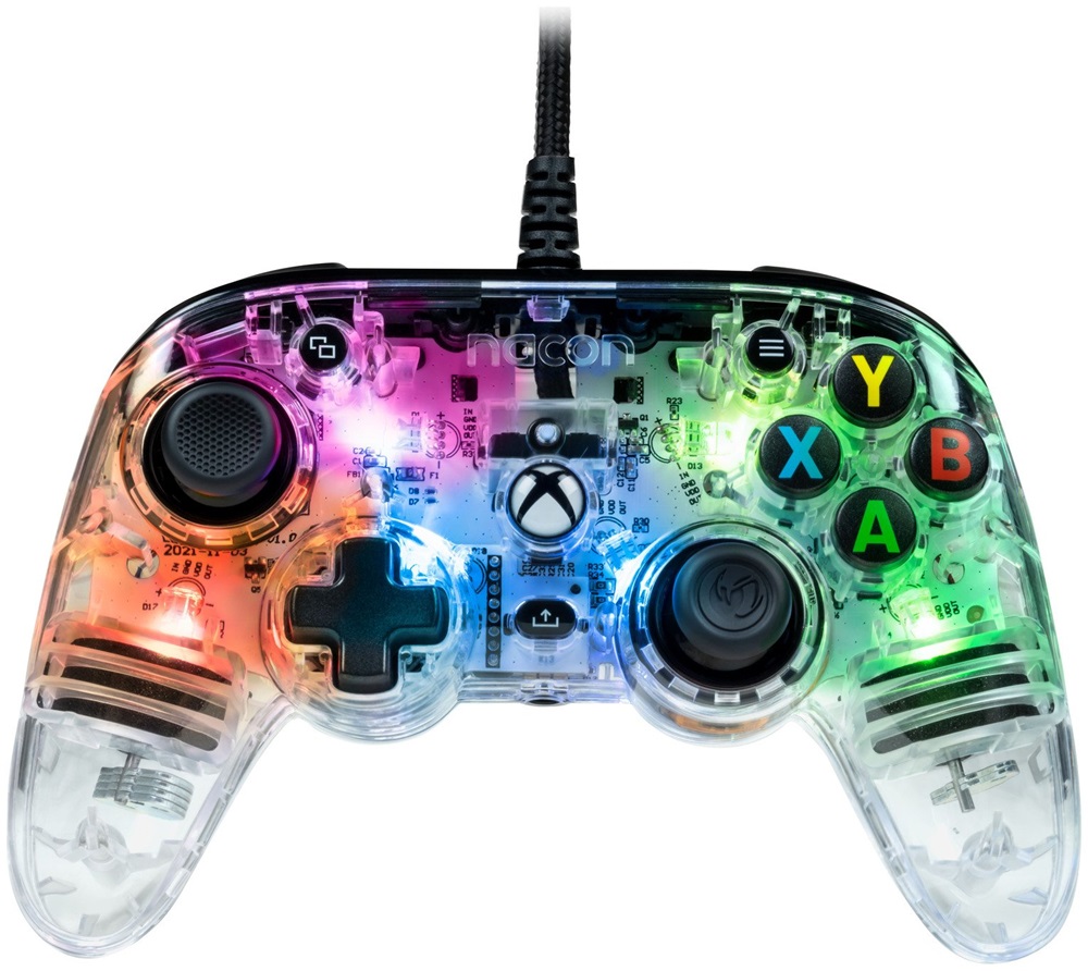 Nacon 2808488 Pro Compact Xbox Series/Xbox One vezetékes RGB átlátszó kontroller