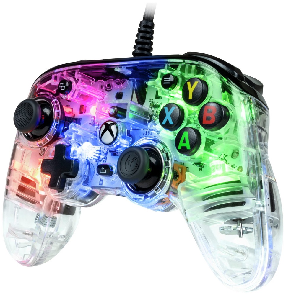 Nacon 2808488 Pro Compact Xbox Series/Xbox One vezetékes RGB átlátszó kontroller