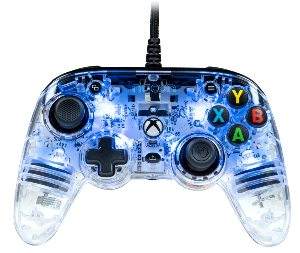 Nacon 2808488 Pro Compact Xbox Series/Xbox One vezetékes RGB átlátszó kontroller