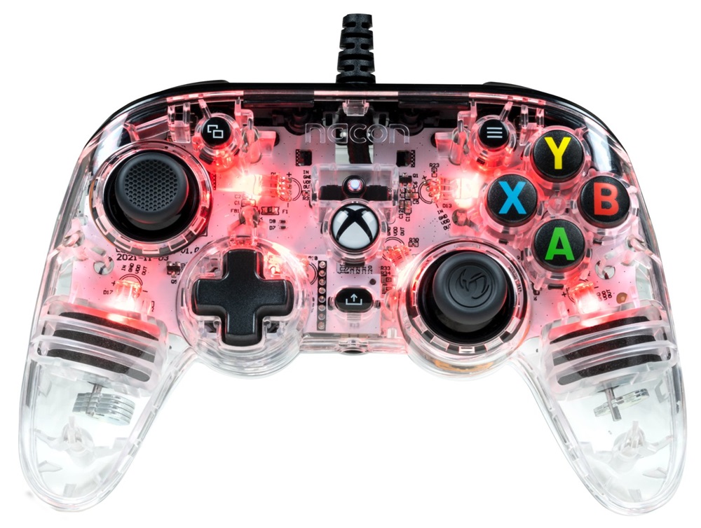 Nacon 2808488 Pro Compact Xbox Series/Xbox One vezetékes RGB átlátszó kontroller