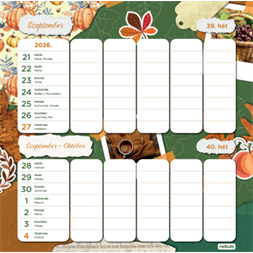 Nebulo Családi tervező 2026 2 heti mágneses naptár