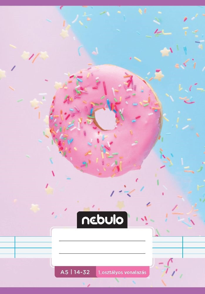 Nebulo Cuki minták A5 1. osztályos 14-32 tűzött vonalas füzet