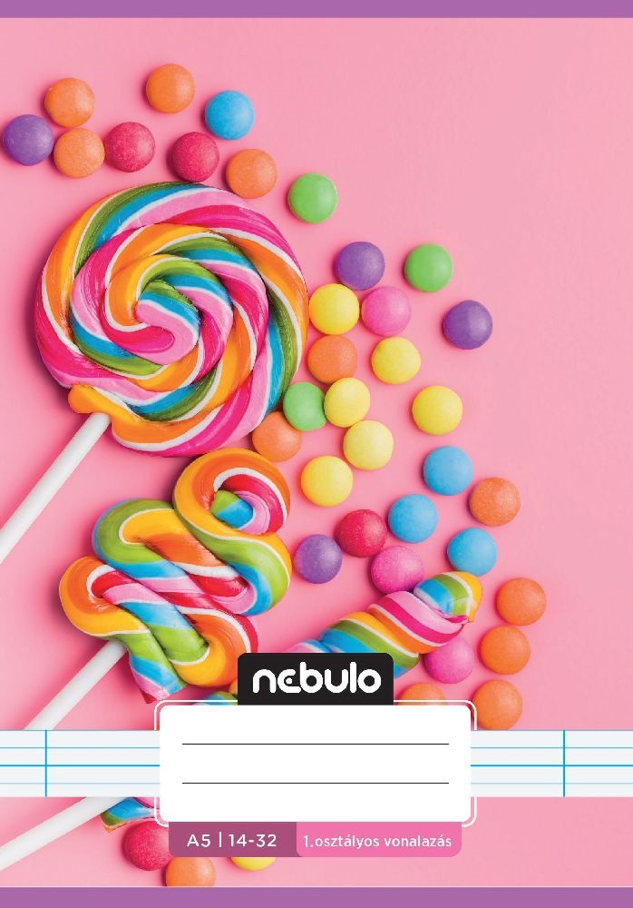 Nebulo Cuki minták A5 1. osztályos 14-32 tűzött vonalas füzet