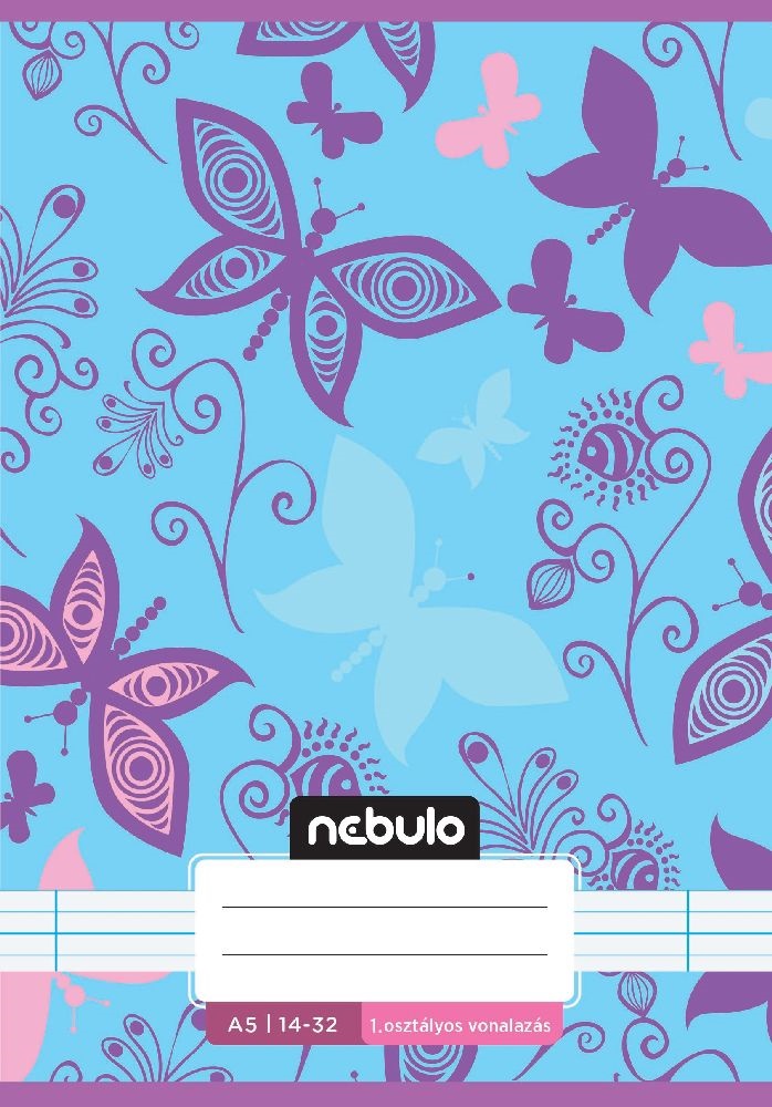 Nebulo Cuki minták A5 1. osztályos 14-32 tűzött vonalas füzet