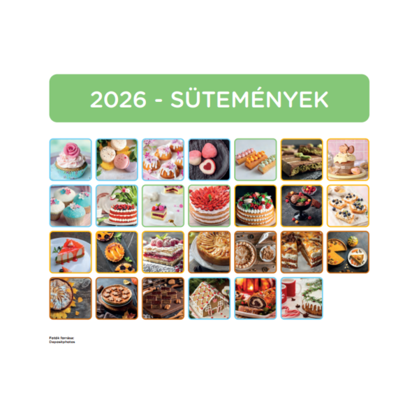 Nebulo Sütemények 2026 2 heti mágneses naptár