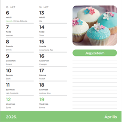 Nebulo Sütemények 2026 2 heti mágneses naptár