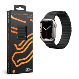 NextOne AW-4244-LTHR-BLK Apple Watch 42/44/45mm fekete bőr óraszíj