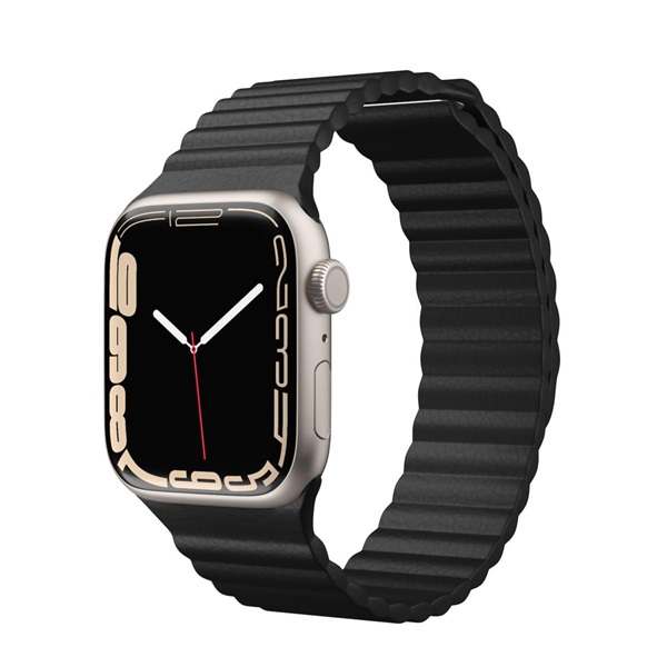 NextOne AW-4244-LTHR-BLK Apple Watch 42/44/45mm fekete bőr óraszíj