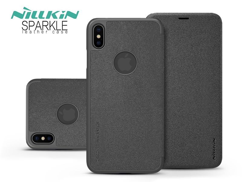 Nillkin NL164741 Sparkle Logo iPhone XS Max fekete oldalra nyíló tok