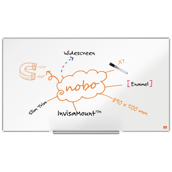 Nobo Impression Pro 122x69cm széles képarányú zománcozott mágneses fehértábla
