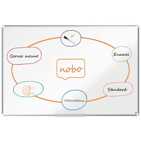 Nobo Premium Plus 150x100cm zománcozott mágneses fehértábla