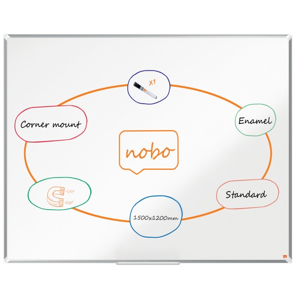 Nobo Premium Plus 150x120cm zománcozott mágneses fehértábla