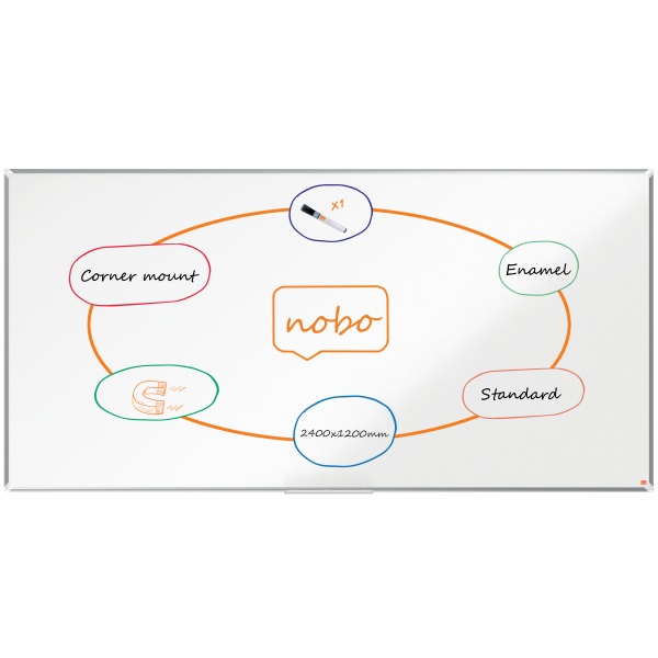 Nobo Premium Plus 240x120cm zománcozott mágneses fehértábla