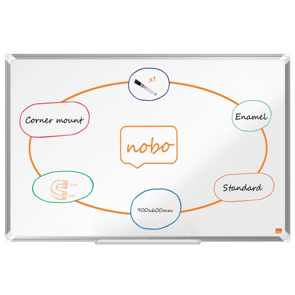 Nobo Premium Plus 90x60cm zománcozott mágneses fehértábla