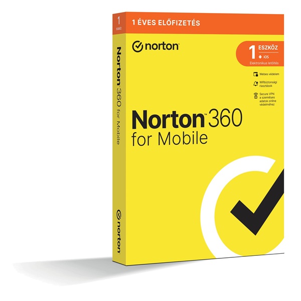 Norton 360 for Mobile HUN 1 Felhasználó 1 éves dobozos vírusirtó szoftver (Újszerű)