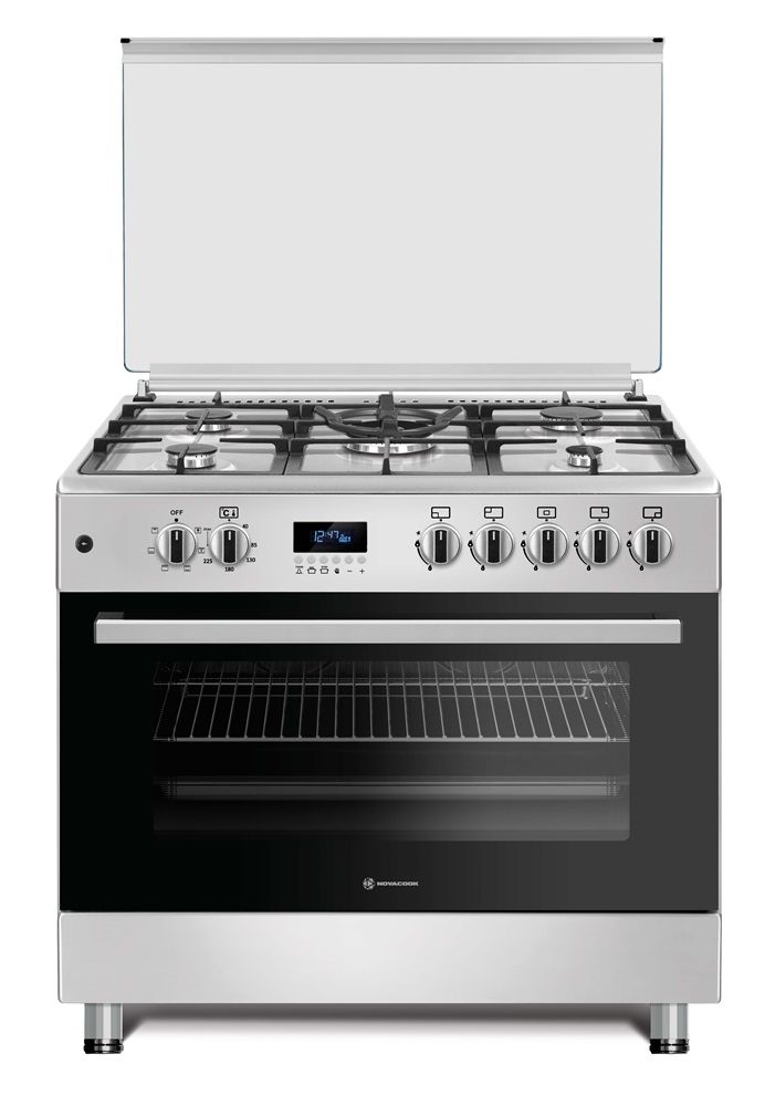 Novacook F9S50E6-HI Exclusive Line 90 inox, szabadonálló, gáz, kombinált, főzőzóna: 5, sütő:98L, tűzhely
