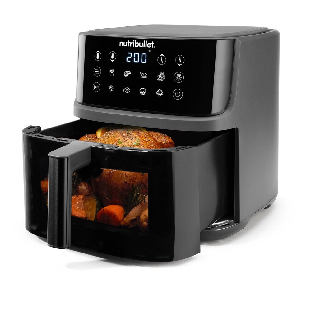 Nutribullet NBA0811 CrispLite Vision sötétszürke 8 L forrólevegős sütő