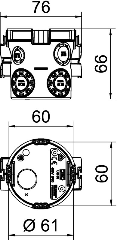 OBO 2003702 UG 66 1-es kerek 60mm fekete műanyag süllyesztett kötődoboz