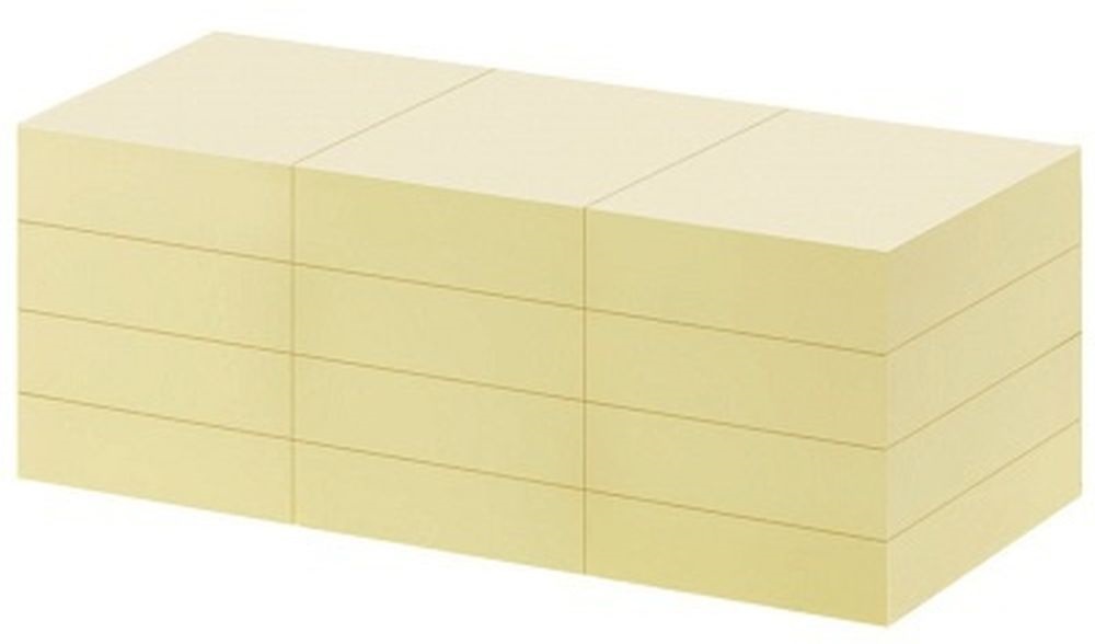 Office Depot 38x50mm újrahasznosított öntapadós 12db sárga jegyzettömb