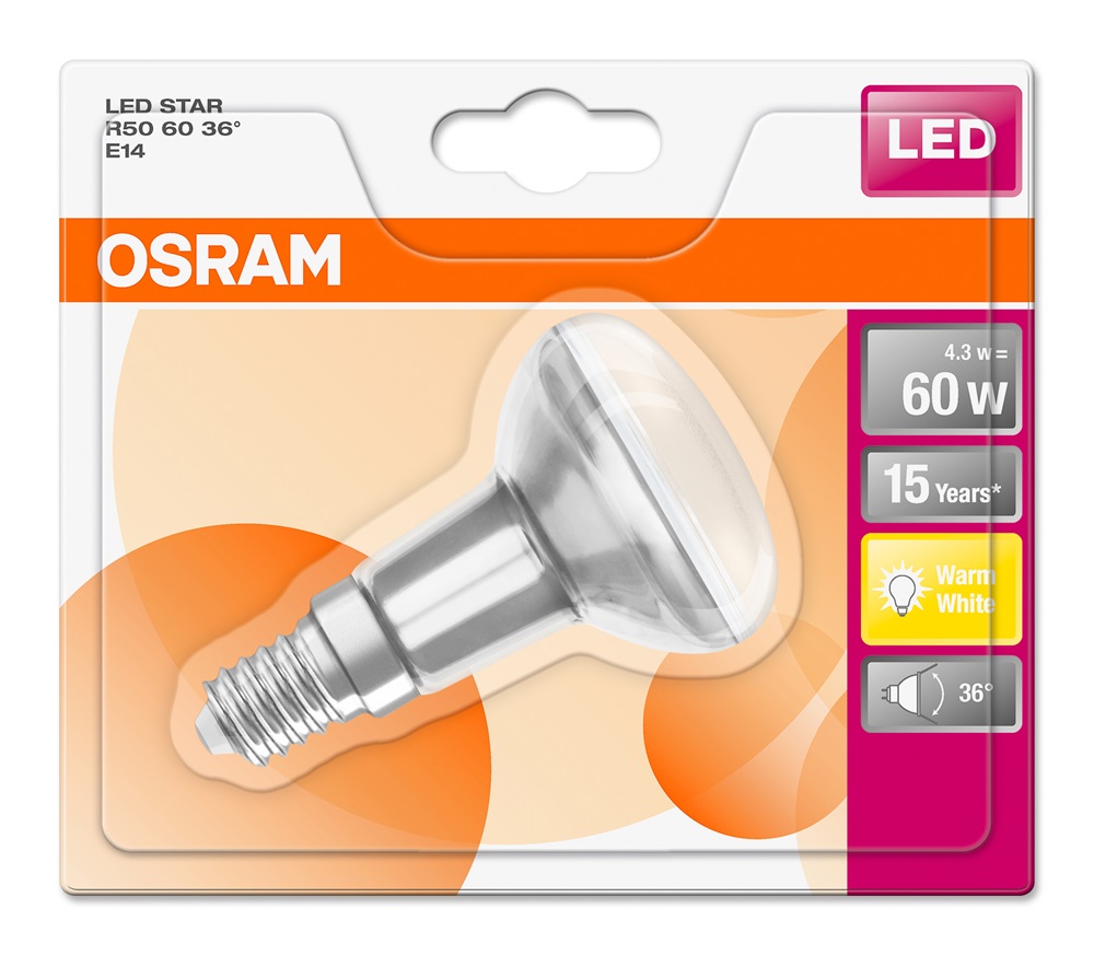 OSRAM LED STAR R50 60 36° 4,3W/827 E14 LED fényforrás
