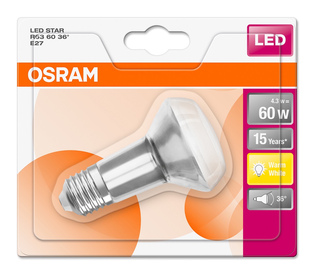 Osram Star R63 matt üveg búra/4,3W/345lm/2700K/E27 LED spot izzó