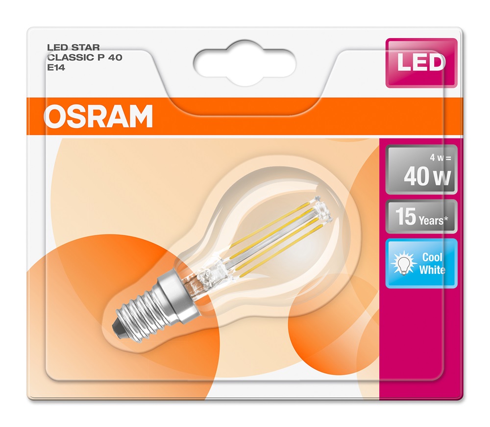 OSRAM LED STAR CL P FIL 40 4,5W/840 E14 filament LED fényforrás