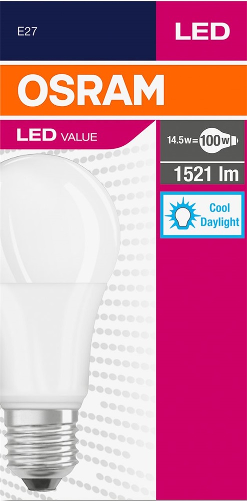 Osram Value opál búra/13W/1521lm/6500K/E27 LED körte izzó