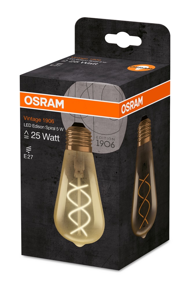 Osram Vintage átlátszó üveg búra/5W/250lm/2000K/E27 LED Edison körte izzó