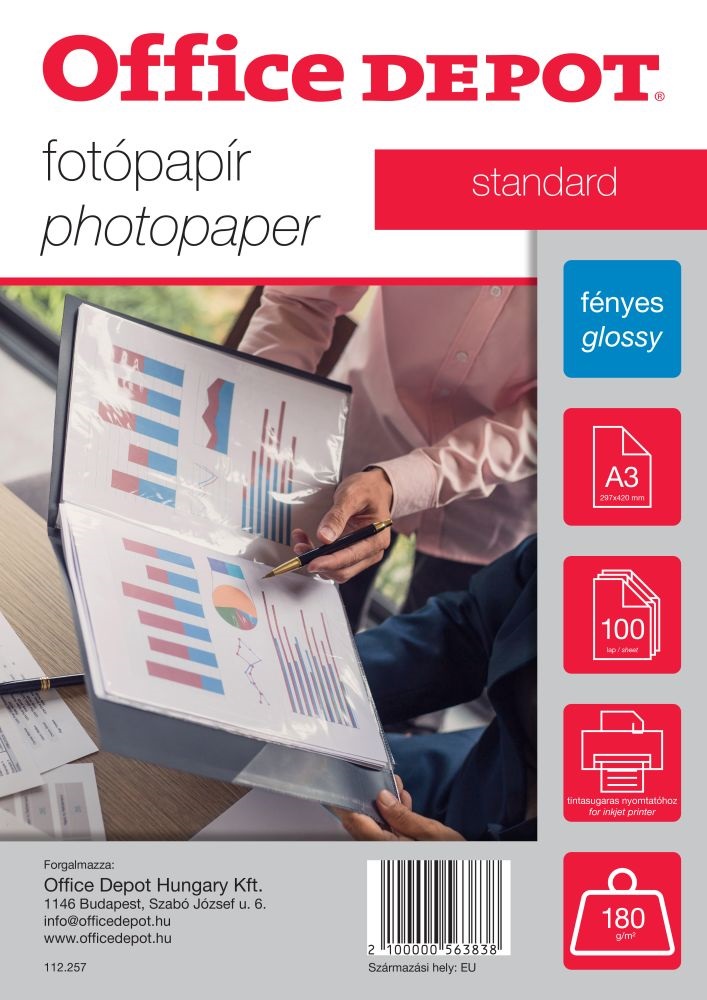 Office Depot Standard A3 180g fényes 100db fotópapír
