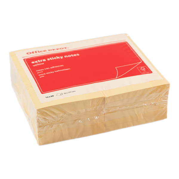 Office Depot extra 76x127 mm öntapadós 12 db sárga jegyzettömb