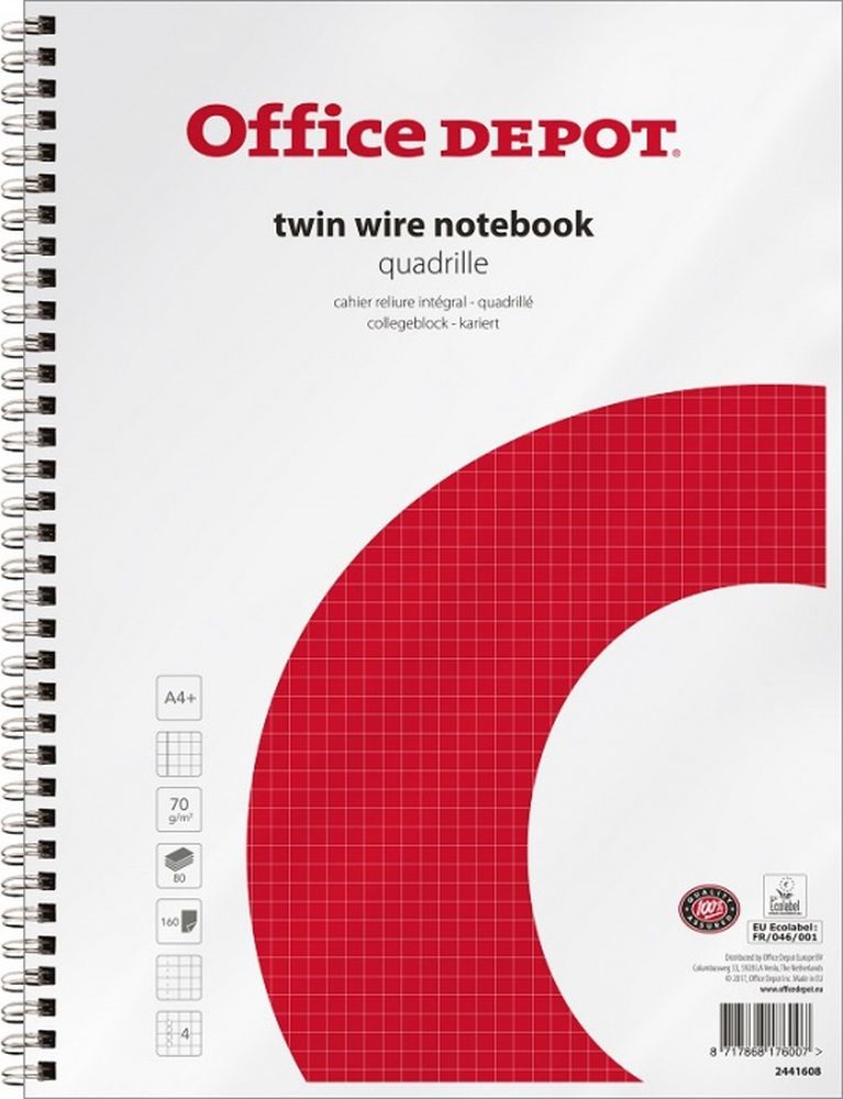 Office Depot A4+ lefűzhető kockás spirálfüzet