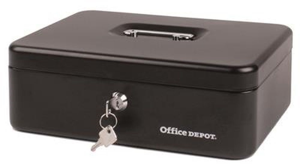 Office Depot nagy pénzkazetta fekete