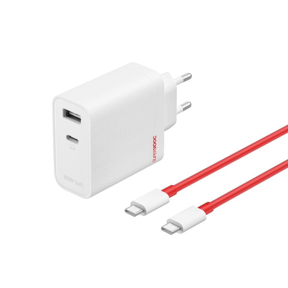 Oneplus 5461100597 80W USB/Type-C GaN PD fehér hálózati töltő + Type-C kábel