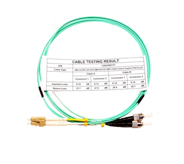 Optic 2m LC/UPC - ST/UPC MM 50/125 OM3 LSOH DLX Optikai Patch kábel