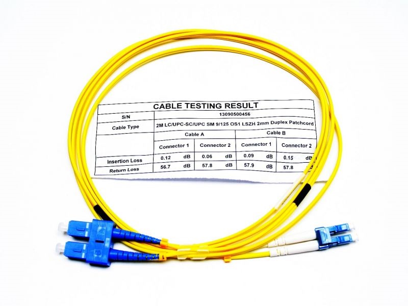 Optic 2m LC/UPC - SC/UPC SM 9/125 OS2 LSOH DLX Optikai Patch kábel