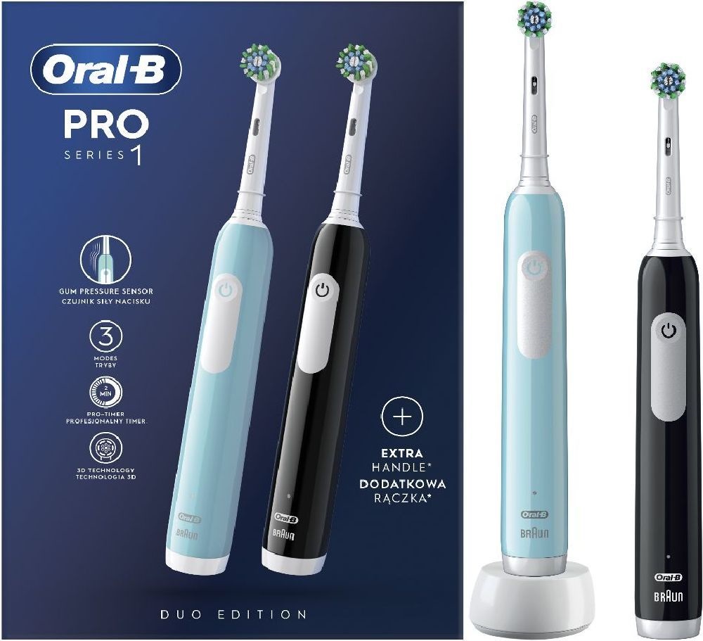Oral-B PRO1 + Blue, Black X-Clean elektromos fogkefe + bónusz handle