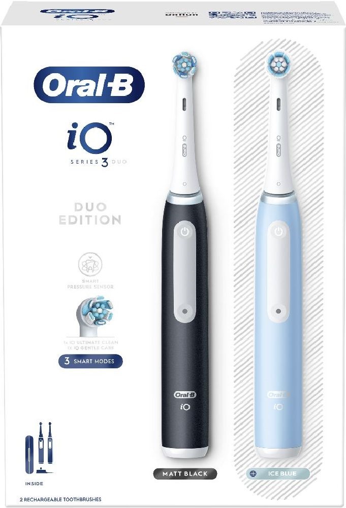 Oral-B iO series 3 Matt Black/Ice Blue Duo elektromos fogkefe