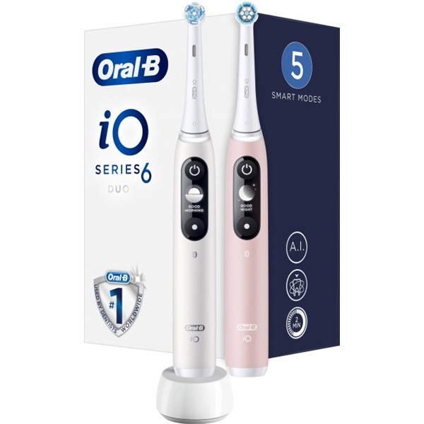 Oral-B iO Series 6 2 db-os fehér+rózsaszín elektromos fogkefe szett