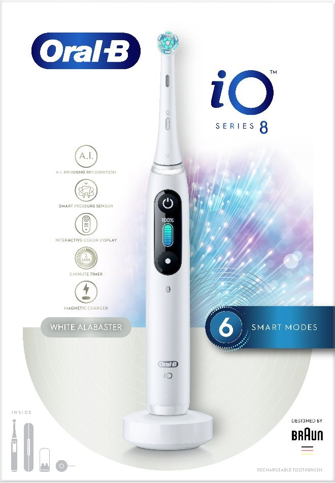 Oral-B iO Series 8 alabástromfehér elektromos fogkefe