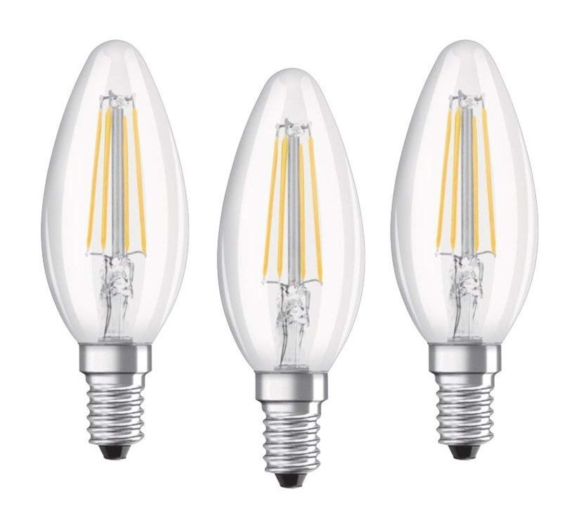 Osram Base átlátszó üveg búra/4W/470lm/4000K/E14/dobozos LED gyertya izzó 3 db