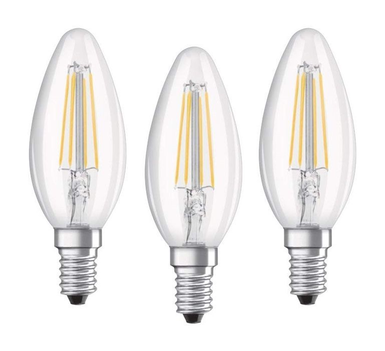 Osram Base átlátszó üveg búra/4W/470lm/2700K/E14/dobozos LED gyertya izzó 3 db